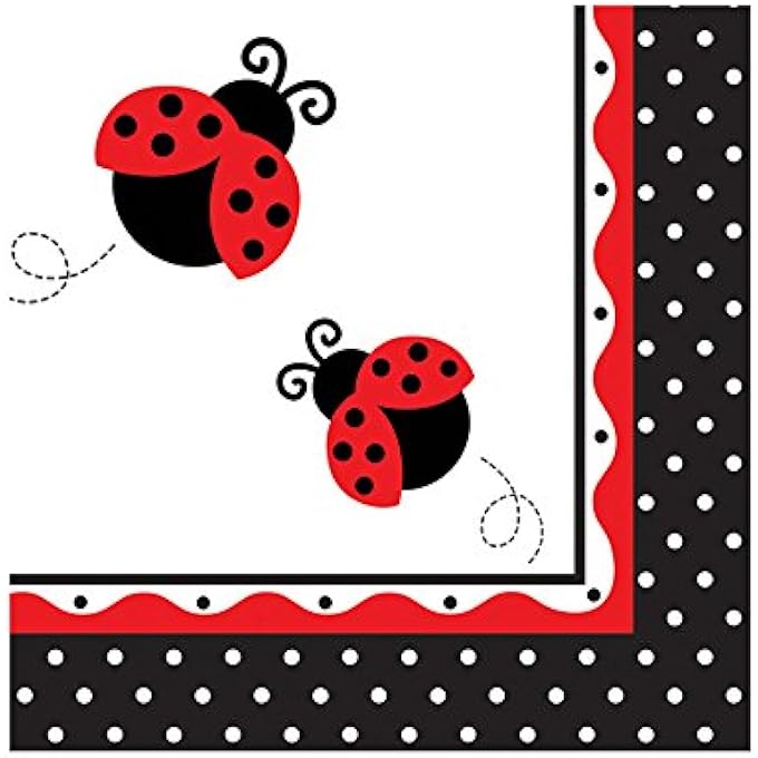 LADYBUG FANCY 3-PLY LUNCH NAPKINS 16 PIECES SET - Image 1